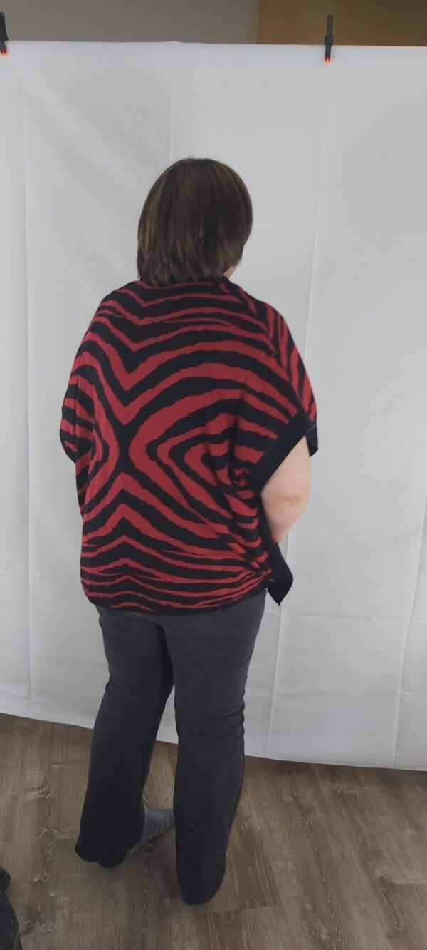 Red striped cardigan